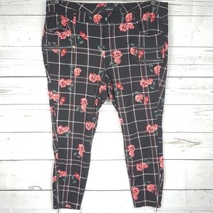 Torrid 16 Plaid Multi Zip Floral Print Jeggings